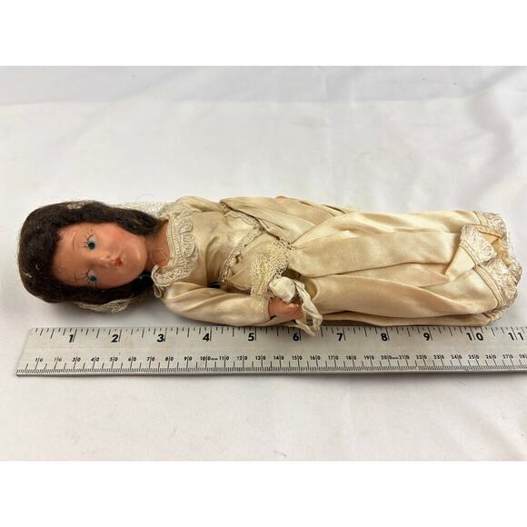 Vintage Bisque Bride Doll 11" Brunette Blue Eyes 1930s-1940s RARE - Picture 3 of 16